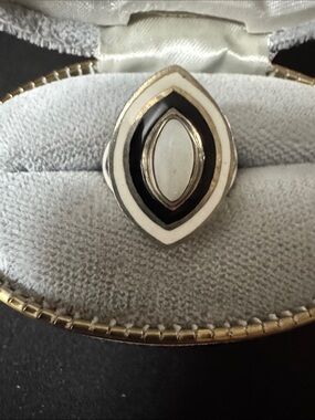 sarah blaine furion ring Sterling Silver Black and White Marquise Statement Ring